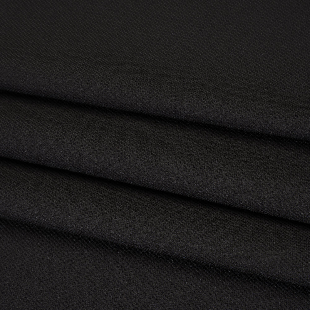 Stretch Polyester and Nylon Dobby Shirting - Black - Designer Deadstock