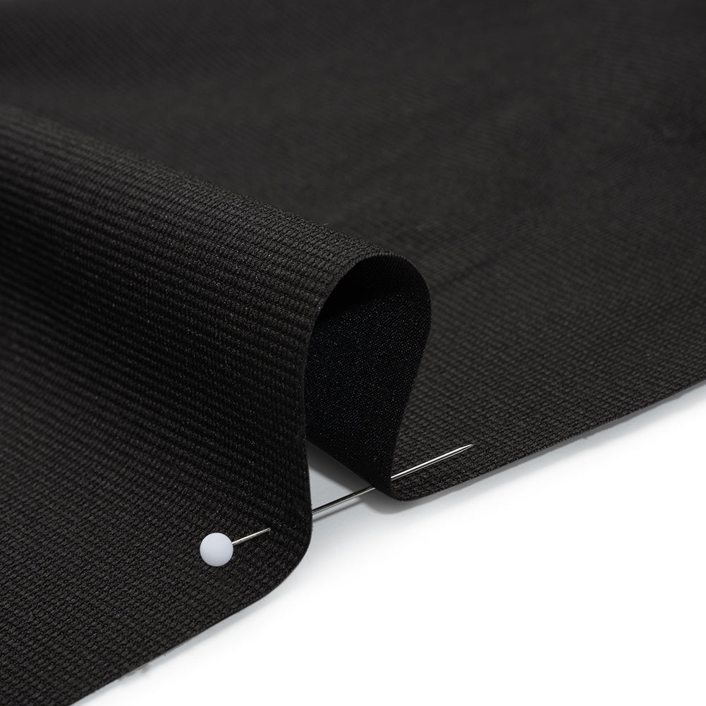 Stretch Polyester and Nylon Dobby Shirting - Black - Designer Deadstock