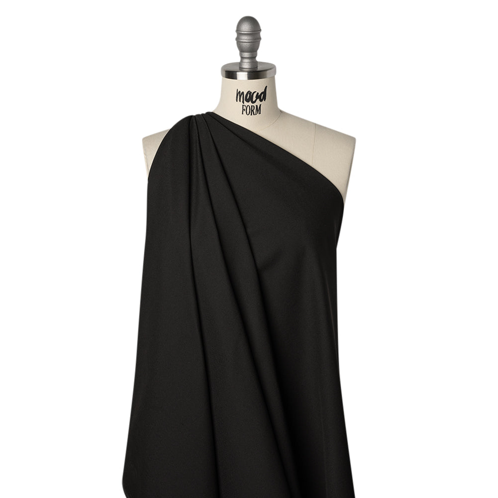 Stretch Polyester and Nylon Dobby Shirting - Black - Designer Deadstock