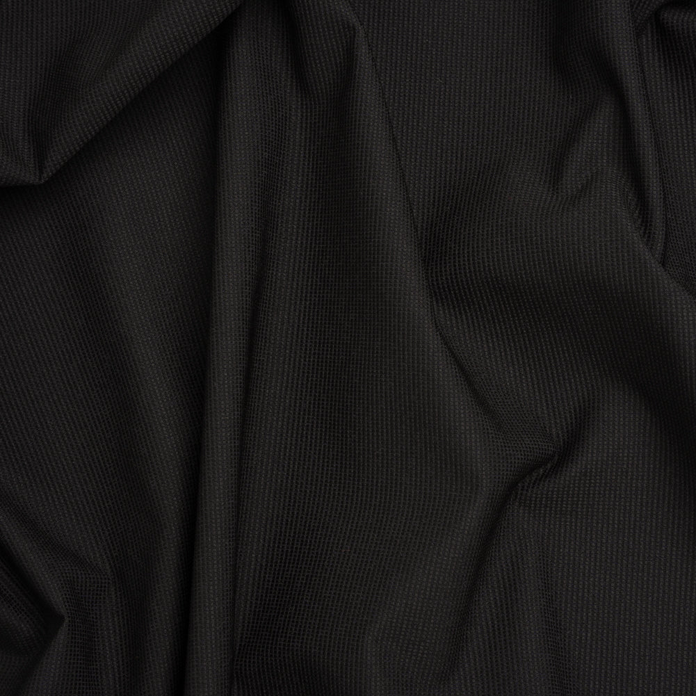 Stretch Polyester and Nylon Dobby Shirting - Black - Designer Deadstock