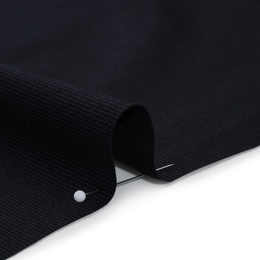 Stretch Polyester and Nylon Dobby Shirting - Dark Navy - Designer Deadstock