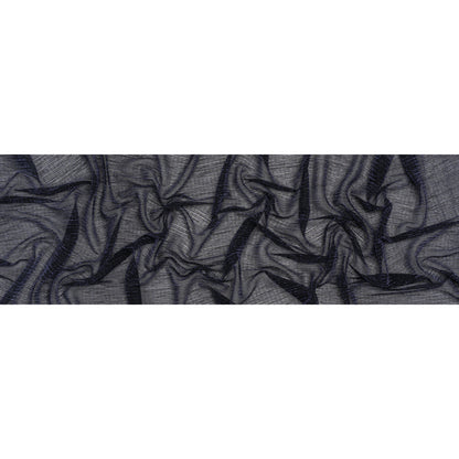 Metallic Sheer Polyester Knit Plisse - Navy Blue and Black - Designer Deadstock