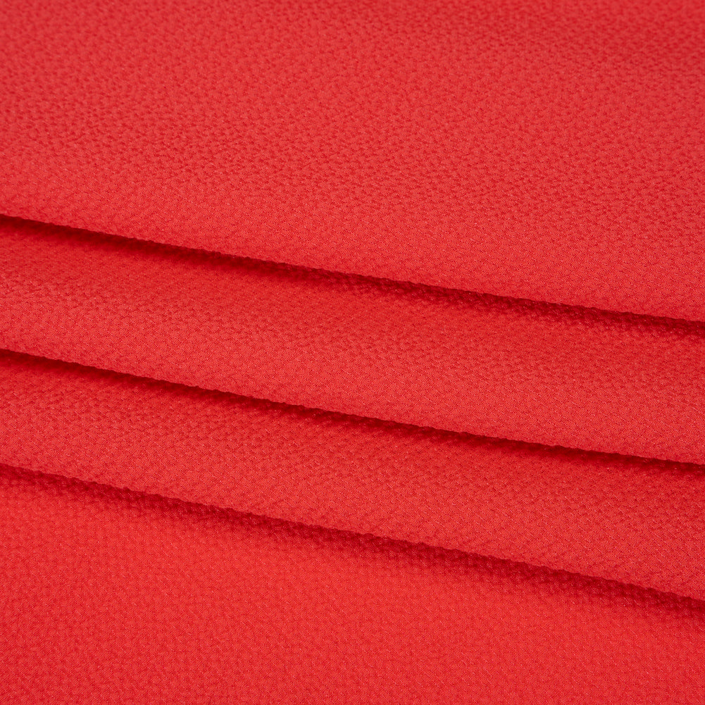 Stretch Puckered Polyester Crepe - Coral Rose - Designer Deadstock