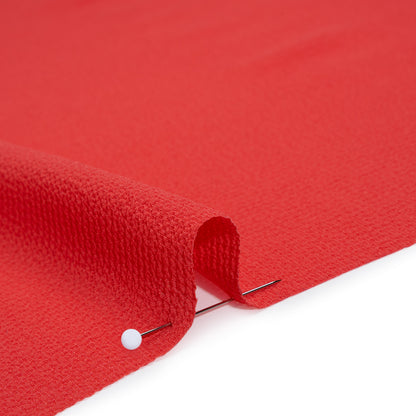 Stretch Puckered Polyester Crepe - Coral Rose - Designer Deadstock