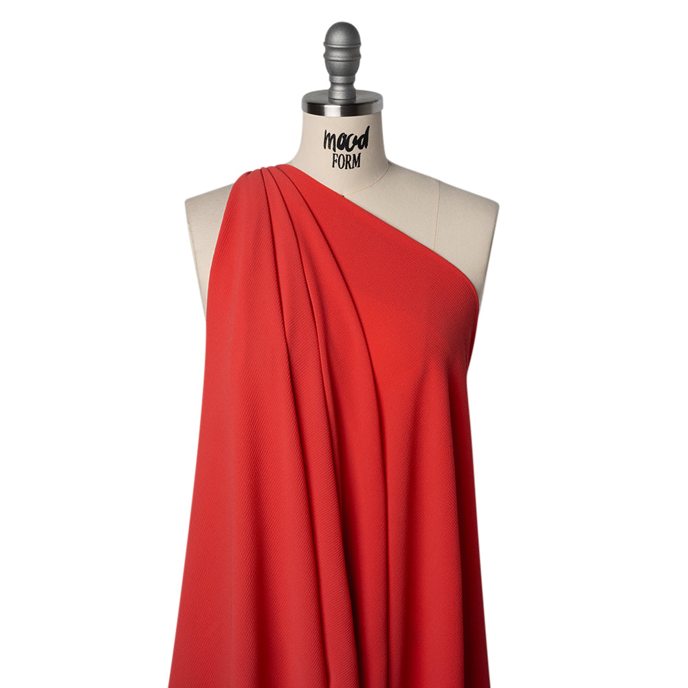 Stretch Puckered Polyester Crepe - Coral Rose - Designer Deadstock