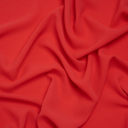 Stretch Puckered Polyester Crepe - Coral Rose - Designer Deadstock