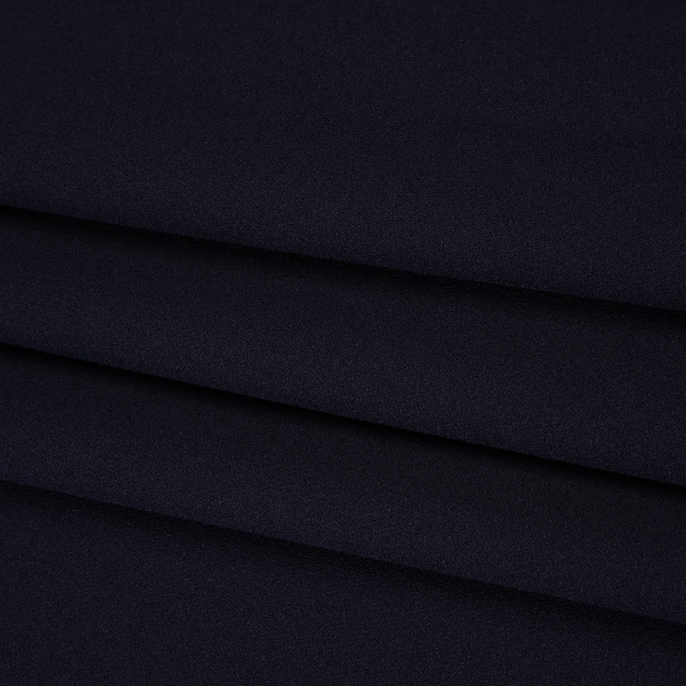 Stretch Polyester Crepe Double Knit - Navy Blue - Designer Deadstock