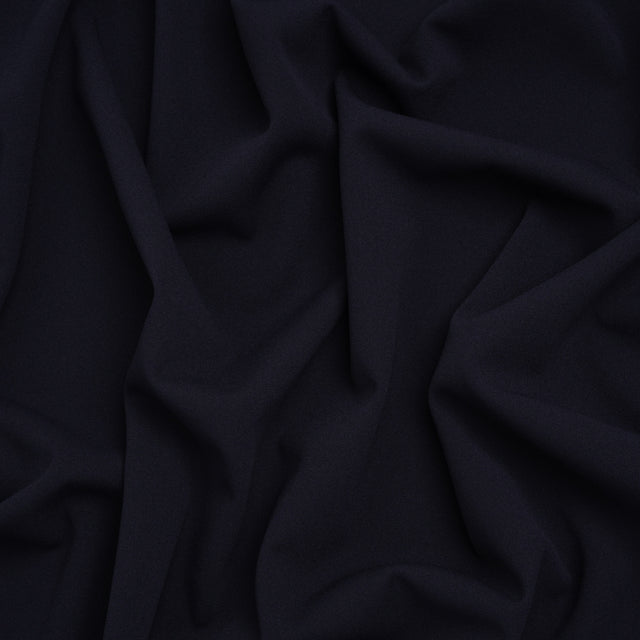 Stretch Polyester Crepe Double Knit - Navy Blue - Designer Deadstock