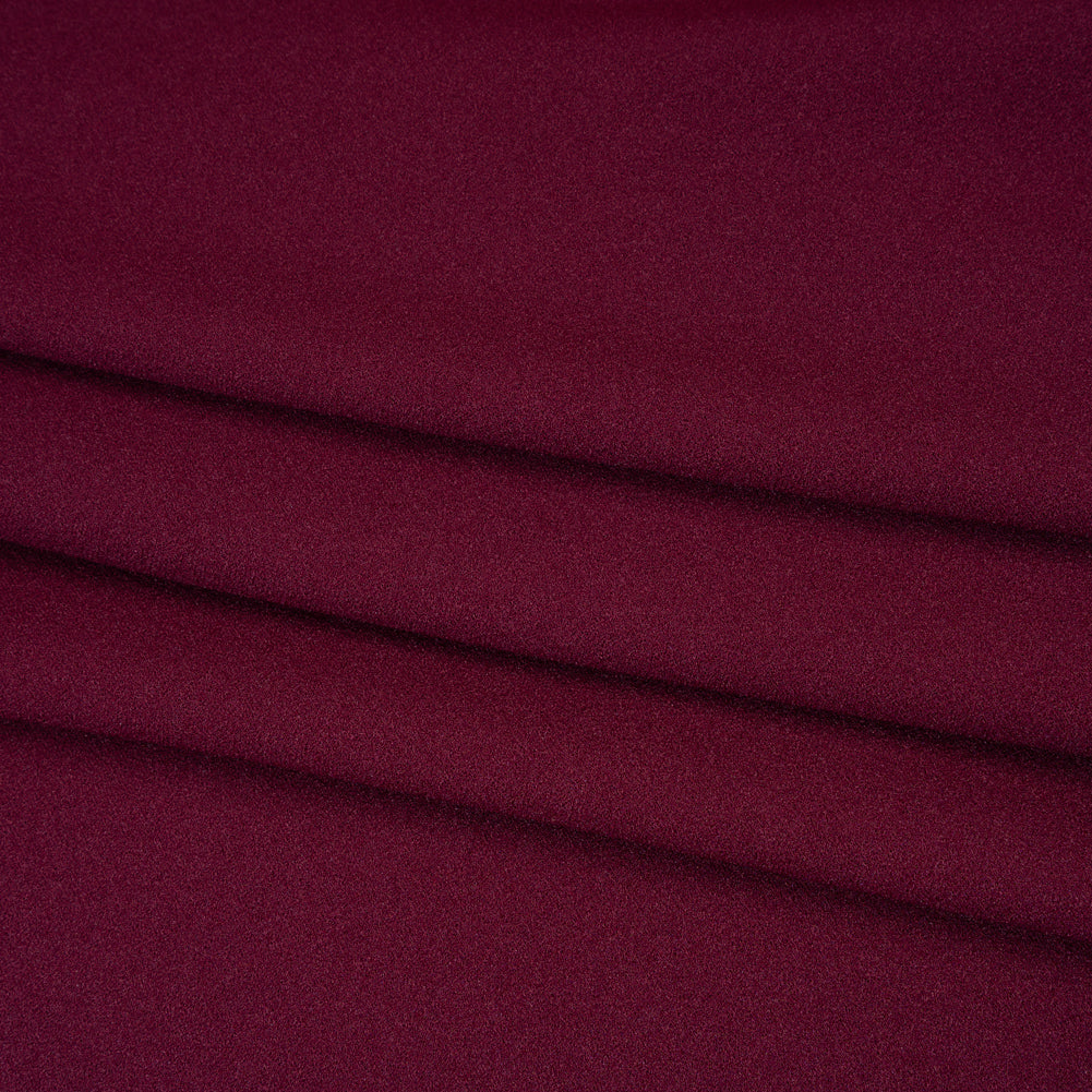 Stretch Polyester Crepe Double Knit - Wine Red - Designer Deadstock Folded