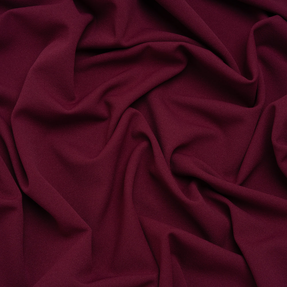 Stretch Polyester Crepe Double Knit - Wine Red - Designer Deadstock