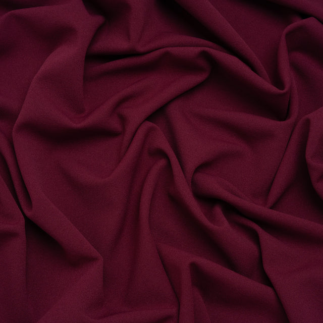 Stretch Polyester Crepe Double Knit - Wine Red - Designer Deadstock