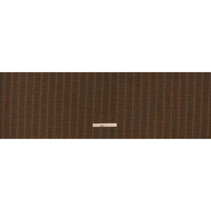 Wool Blend Tweed Twill - Brown, Emerald Green and Dusty Blue Glen Plaid