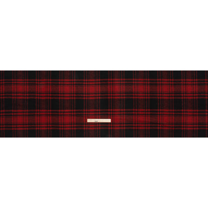 Boiled Wool Blend Tweedy Coating - Black and Red Plaid