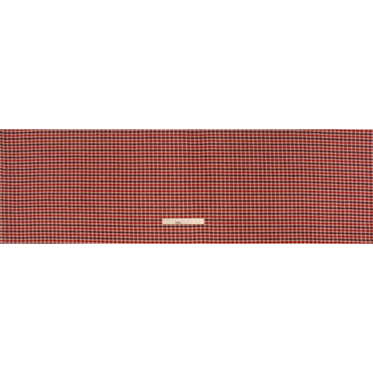 Wool Blend Tweedy Twill - Red, Burgundy and Ivory Houndstooth Plaid