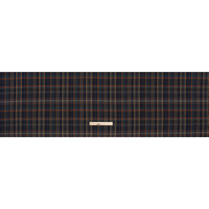 Wool Blend Tweedy Twill - Navy, Burnt Orange and Teal Blue Plaid - Full