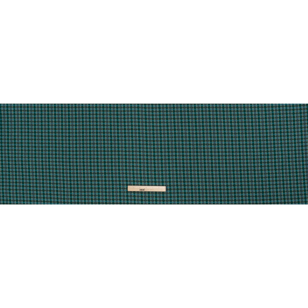 Wool Blend Tweedy Twill - Cerulean Blue, Olive and Dark Green Diamonds - Full