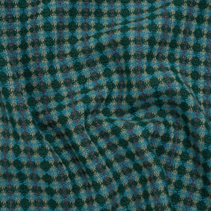 Wool Blend Tweedy Twill - Cerulean Blue, Olive and Dark Green Diamonds