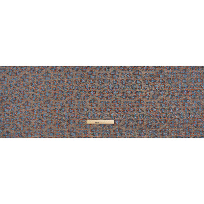 Polyester Tweed with Sequins - Sky Blue, Orange and Navy Plaid with Gold and Sky Blue Sequined Animal Spots - Full