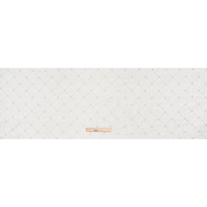 Embellished Polyester Tweed - White Tweed with Pearl and Silver Beaded Diamond Flower Lattice - Full