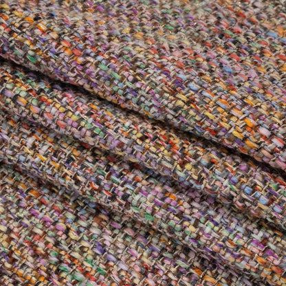 Polyester Tweed Woven - Rainbow and Metallic Gold Mottle Folded