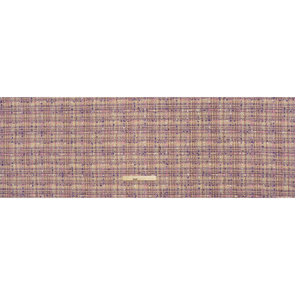 Polyester Tweed with Eyelash Fringe - Beige, Purple and Pink Striated Plaid