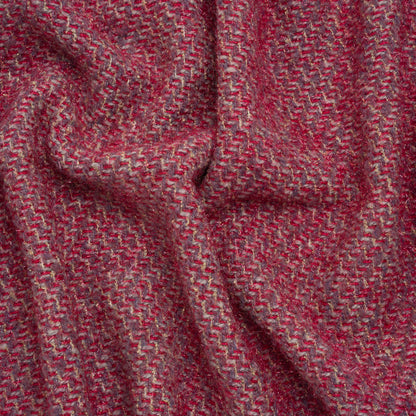 Polyester Twill Tweed with Metallic Eyelash Fringe - Magenta, Warm Purple and Gold