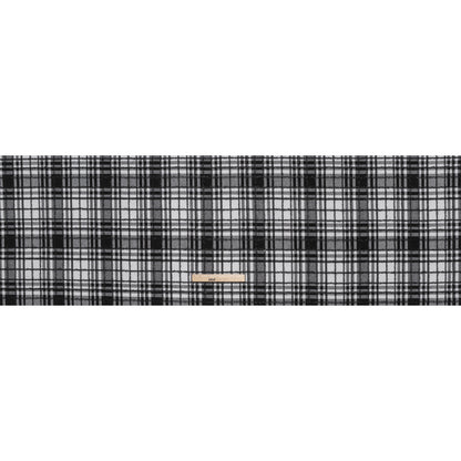 Polyester Blend Twill Tweed with Eyelash Fringe - Black and White Plaid
