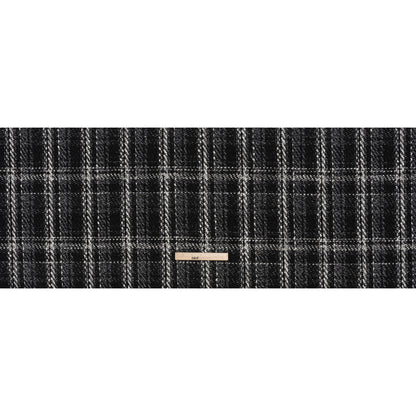 Metallic Polyester and Cotton Twill Tweed - Black and White Plaid - Full