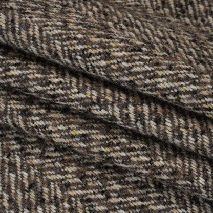 Polyester and Wool Blend Tweed - Tan, Beige and Black Herringbone Folded