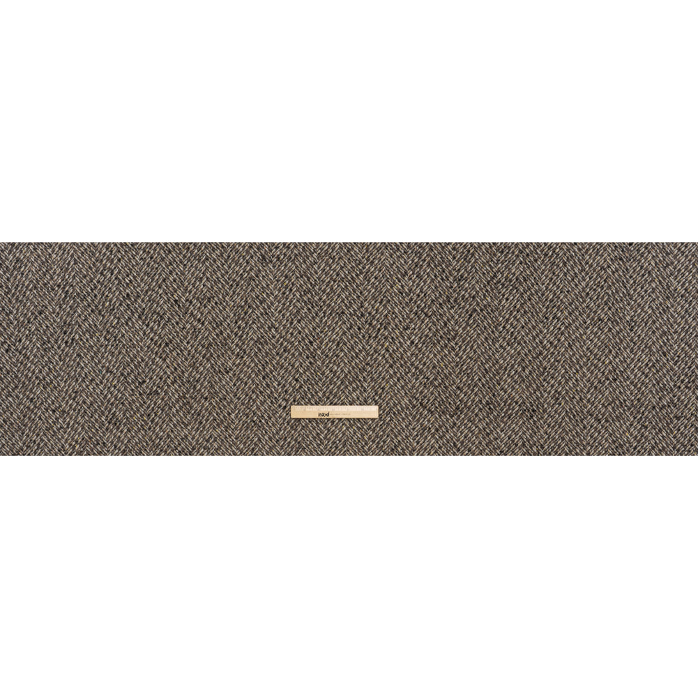 Polyester and Wool Blend Tweed - Tan, Beige and Black Herringbone - Full
