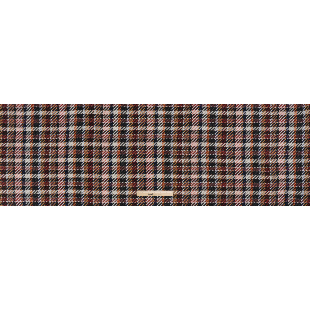 Polyester and Wool Blend Twill Tweed - Black, Yellow and Blue Plaid - Full
