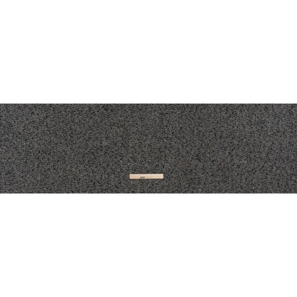 Wool Blend Chevron Twill Tweed with Clear Baby Sequins - Black and White with Rainbow Flecks - Full
