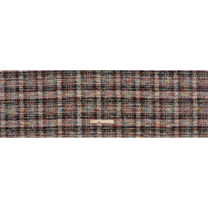 Textural Wool Blend Tweed with Metallic Accents - Black, White and Rainbow Plaid - Full