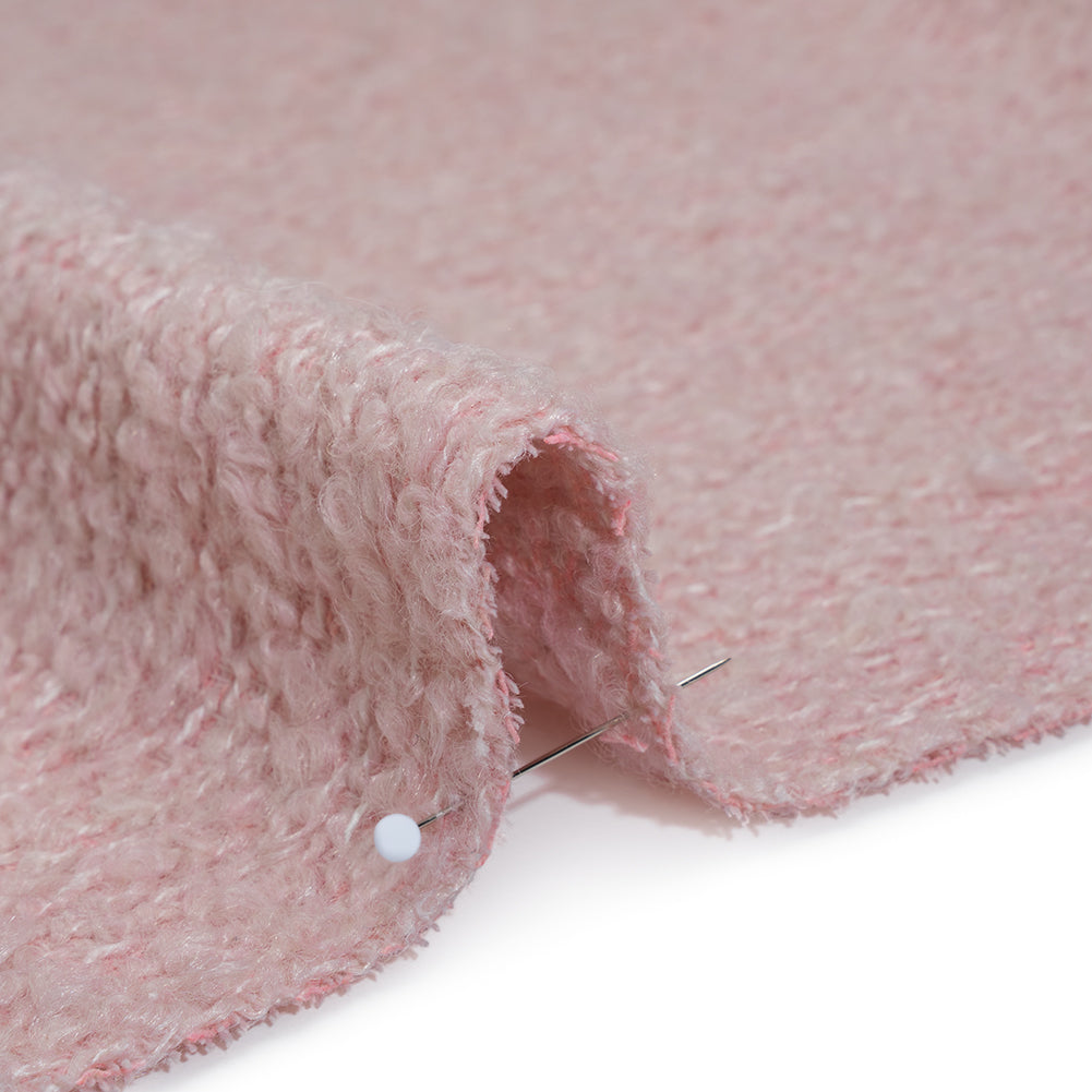 Wool Blend Boucle Tweed - Dusty Pink Detail
