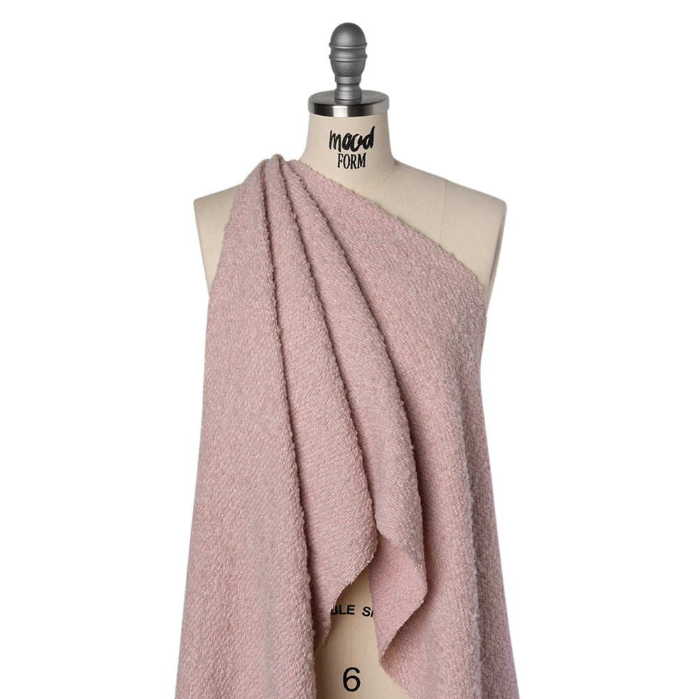 Wool Blend Boucle Tweed - Dusty Pink Drape