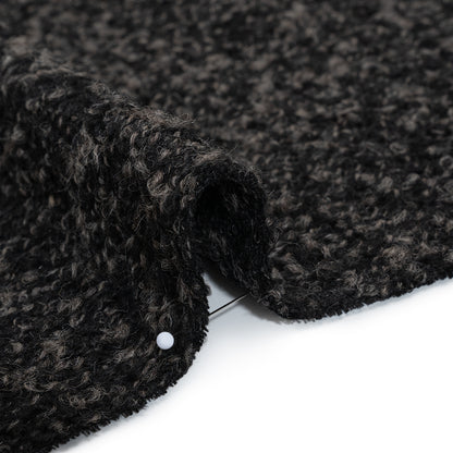 Wool Blend Boucle Tweed - Black and Brown Detail