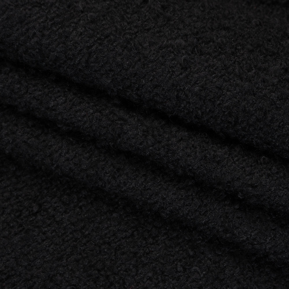Wool Blend Boucle Tweed - Black Folded