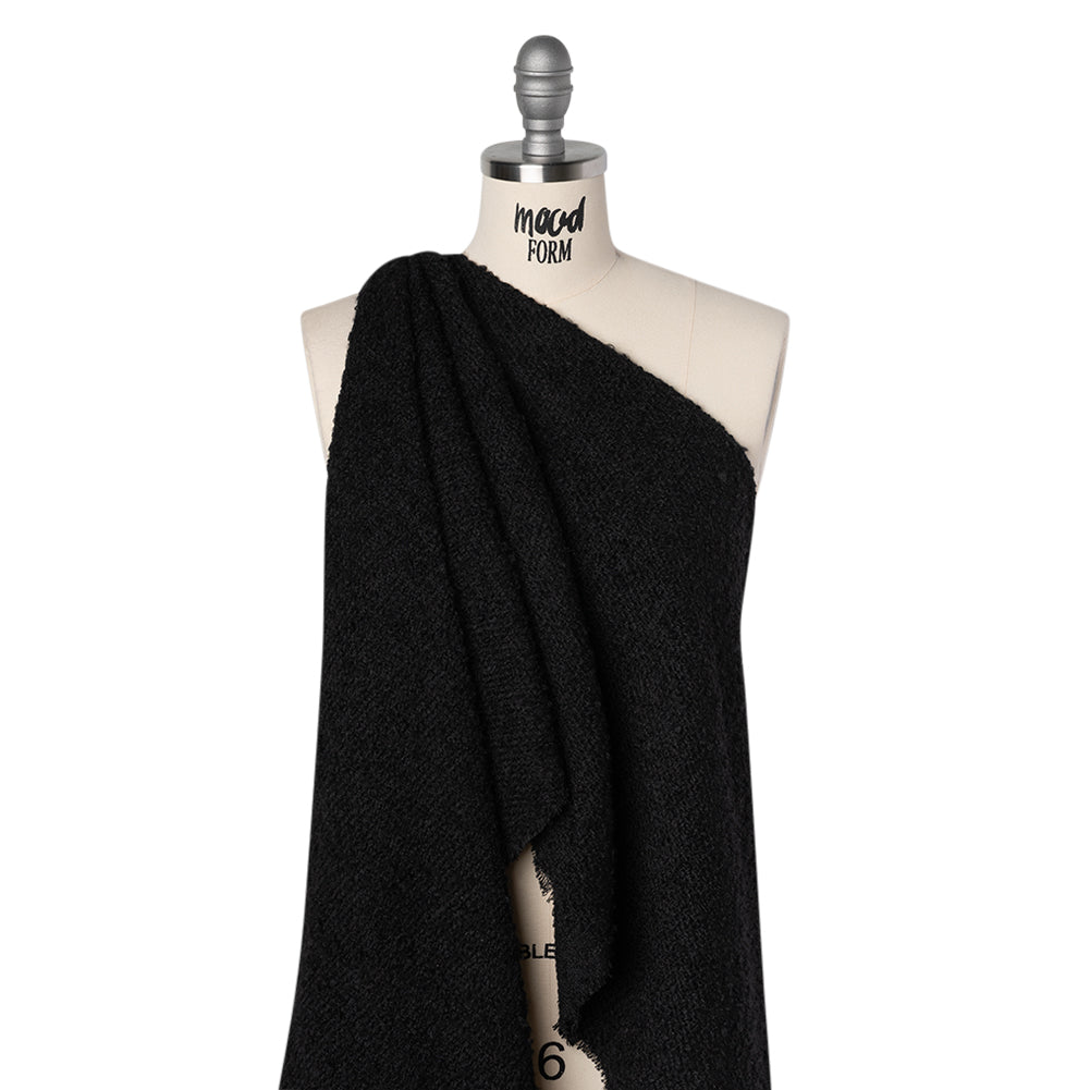 Wool Blend Boucle Tweed - Black Drape