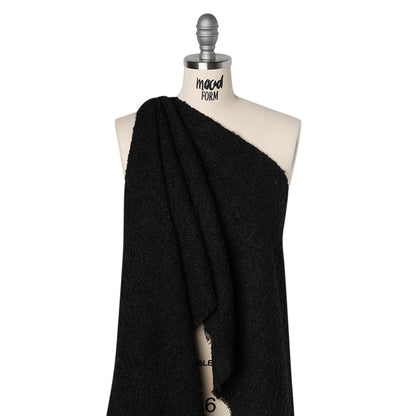 Wool Blend Boucle Tweed - Black Drape