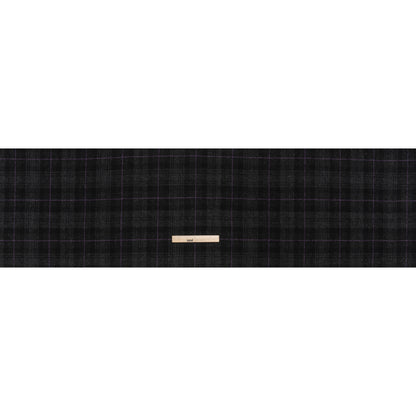 Wool Blend Twill Tweed - Black, Gray and Purple Plaid - Full