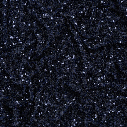 Recycled Polyester All-Over Circular Baby Sequins on Stretch Mesh - Navy - Divine Collection