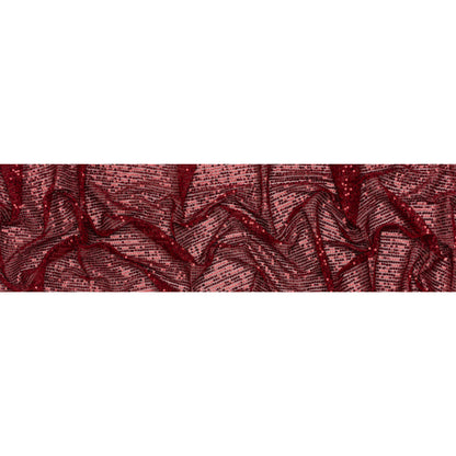 Recycled Polyester Circle Sequin Stripes on Stretch Mesh - Tango Red - Transcendent Collection