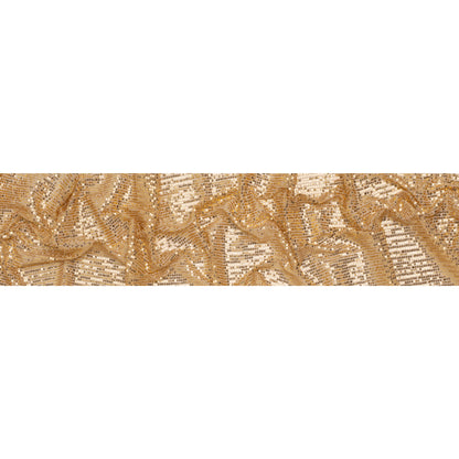 Recycled Polyester Circle Sequin Stripes on Stretch Mesh - Gold - Transcendent Collection