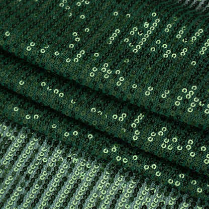 Recycled Polyester Circle Sequin Stripes on Stretch Mesh - Green - Transcendent Collection