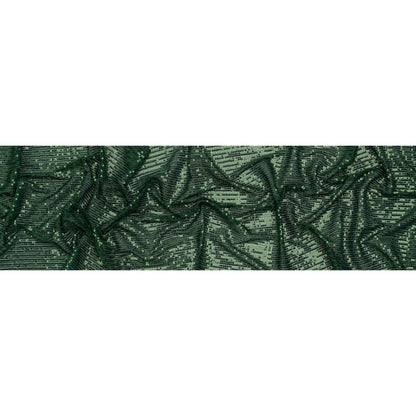 Recycled Polyester Circle Sequin Stripes on Stretch Mesh - Green - Transcendent Collection