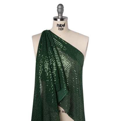 Recycled Polyester Circle Sequin Stripes on Stretch Mesh - Green - Transcendent Collection