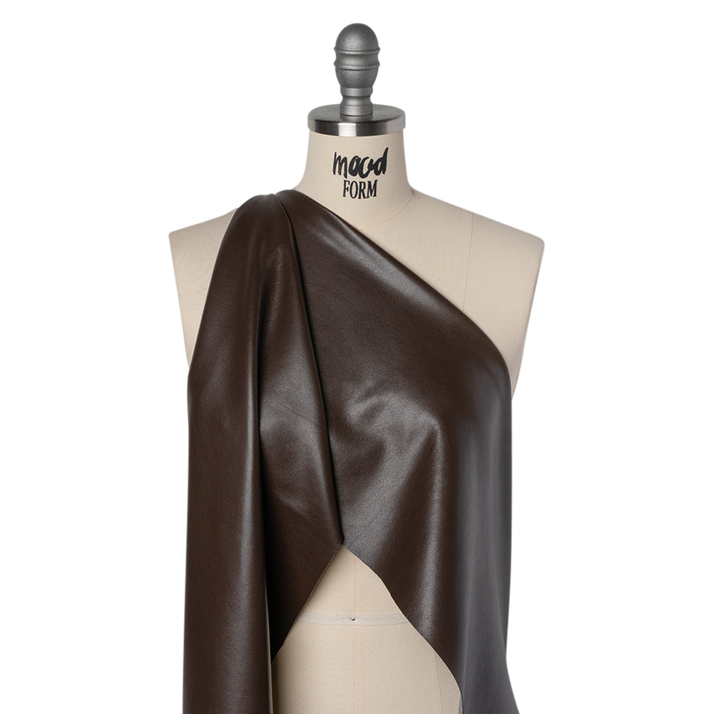 Buttery Faux Leather with Brushed Suede-like Backing - Chocolate - Veronica Collection Drape