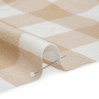 Yarn-Dyed Cotton Twill Flannel - Beige and White Buffalo Check