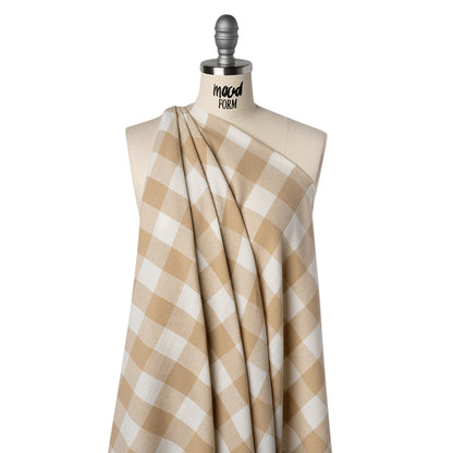 Yarn-Dyed Cotton Twill Flannel - Beige and White Buffalo Check