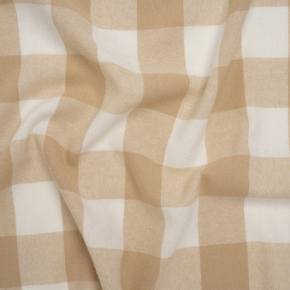 Yarn-Dyed Cotton Twill Flannel - Beige and White Buffalo Check